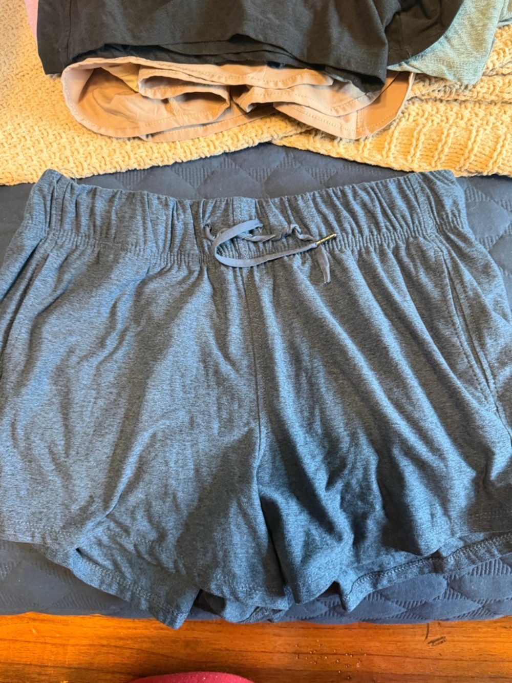 Women’s Elastic Waist Heather Blue Shorts